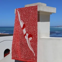 Drap de plage Rouge