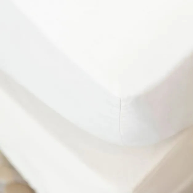 Drap housse blanc en satin de coton