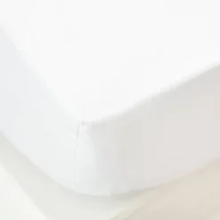 Drap housse blanc en satin de coton