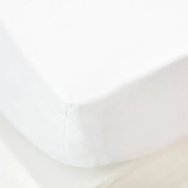 Drap housse blanc en satin de coton