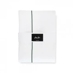 Drap plat satin de coton avec broderie vert foncé