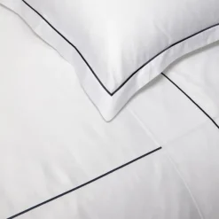 Housse de couette en satin de coton broderie bleu