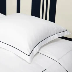 Housse de couette en satin de coton broderie bleu