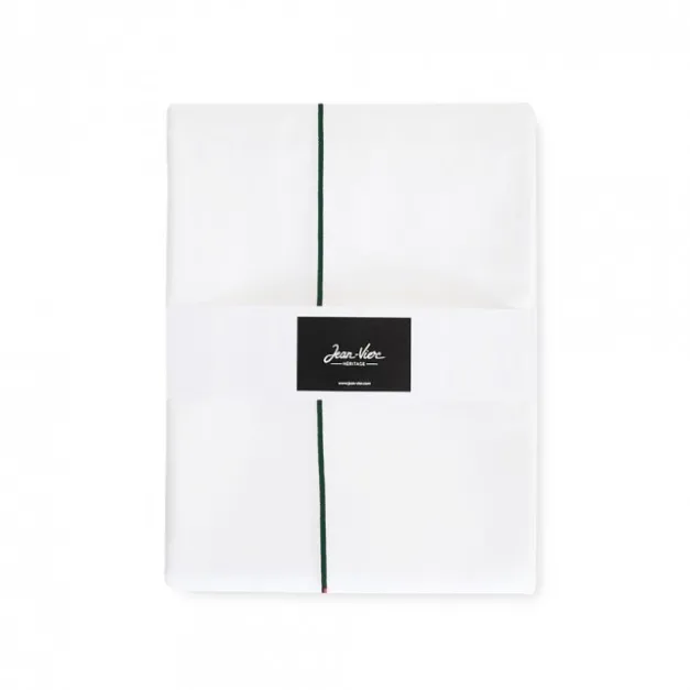 Housse de couette satin de coton broderie vert foncé