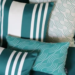 Housse de coussin vert canard en Jacquard