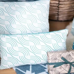 Housse de coussin vert canard en Jacquard