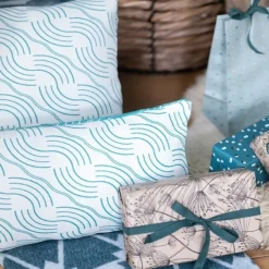 Housse de coussin vert canard en Jacquard