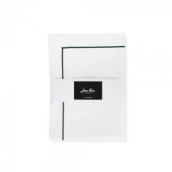 Lot de 2 taies d'oreiller avec broderie vert foncé