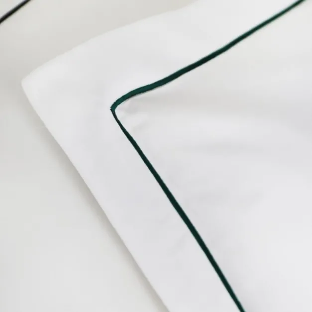 Lot de 2 taies d'oreiller avec broderie vert foncé