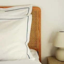 Lot de 2 taies d'oreiller avec broderie vert foncé