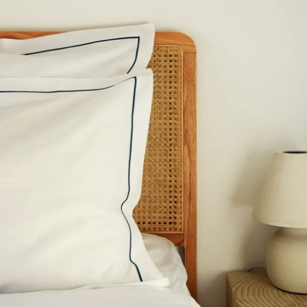 Lot de 2 taies d'oreiller avec broderie vert foncé