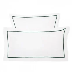 Lot de 2 taies d'oreiller avec broderie vert foncé
