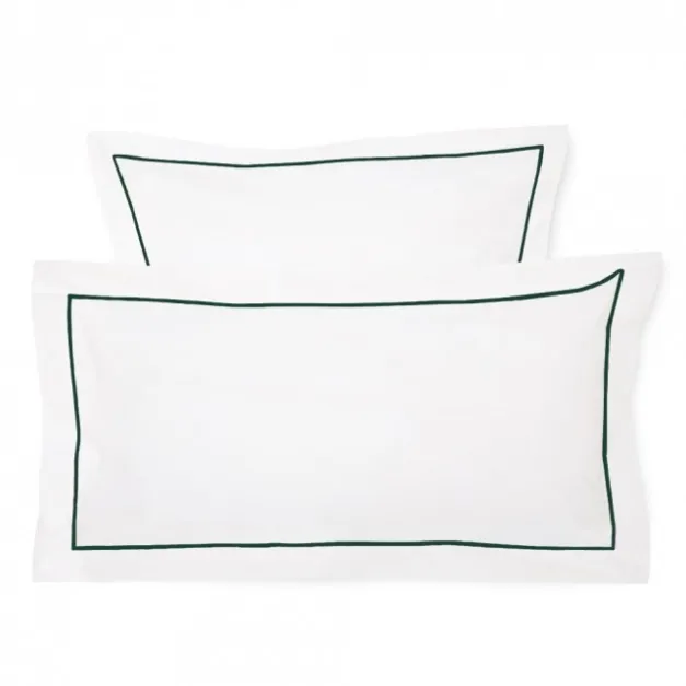 Lot de 2 taies d'oreiller avec broderie vert foncé