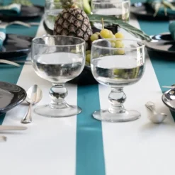 Nappe à rayures vertes en satin de coton