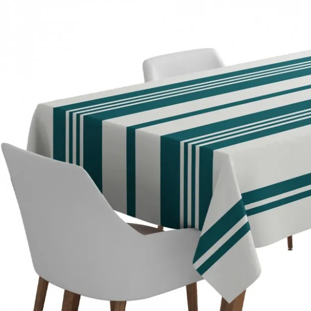 Nappe à rayures vertes en satin de coton