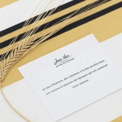 Nappe en coton jaune à rayures en chevrons