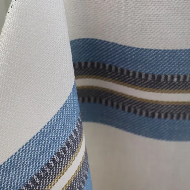 Nappe en lin et coton bleu à rayures