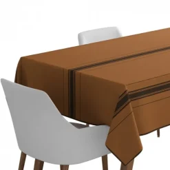 Nappe en lin terracotta à rayures