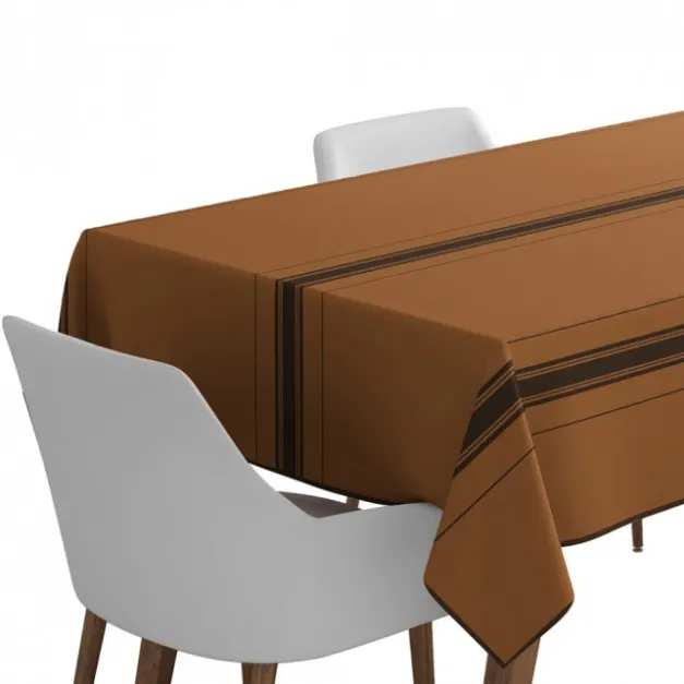 Nappe en lin terracotta à rayures