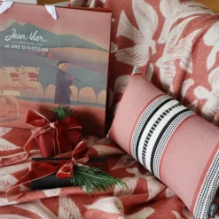 Plaid terracotta en laine et cachemire avec motifs