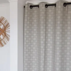 Rideau en Jacquard à motifs noir et écru