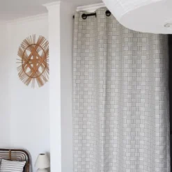 Rideau en Jacquard à motifs noir et écru