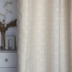 Rideau en Jacquard beige à motifs tissés