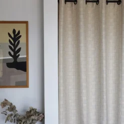 Rideau en Jacquard beige à motifs tissés