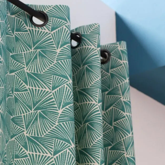 Rideau en Jacquard bleu turquoise à motifs