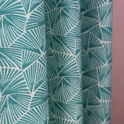Rideau en Jacquard bleu turquoise à motifs