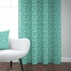 Rideau en Jacquard bleu turquoise à motifs