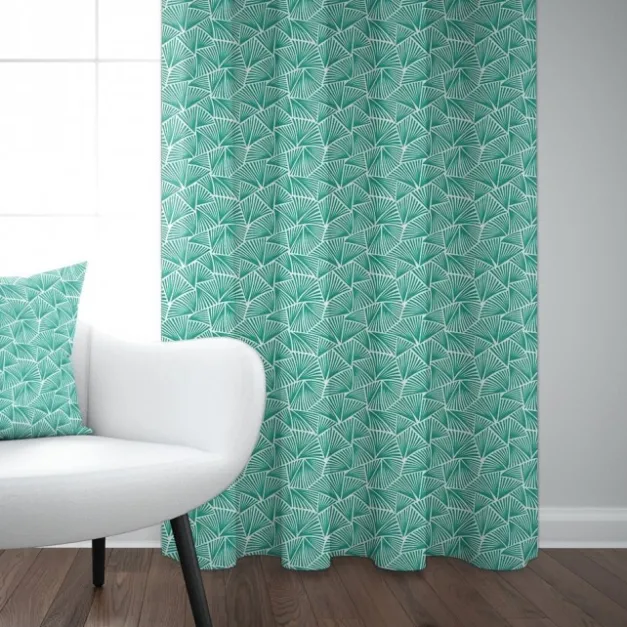 Rideau en Jacquard bleu turquoise à motifs