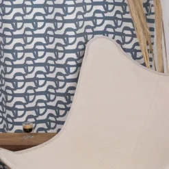 Rideau en Jacquard en coton bleu à motifs noeuds
