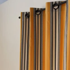Rideau en Jacquard jaune gold à rayures 100% coton