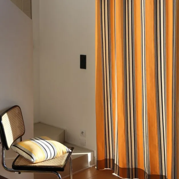 Rideau en Jacquard jaune gold à rayures 100% coton
