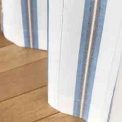 Rideau en lin et coton à rayures bleu