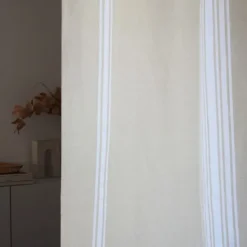 Rideau en lin et coton à rayures beige