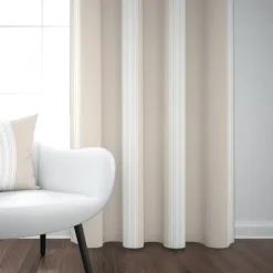 Rideau en lin et coton à rayures beige