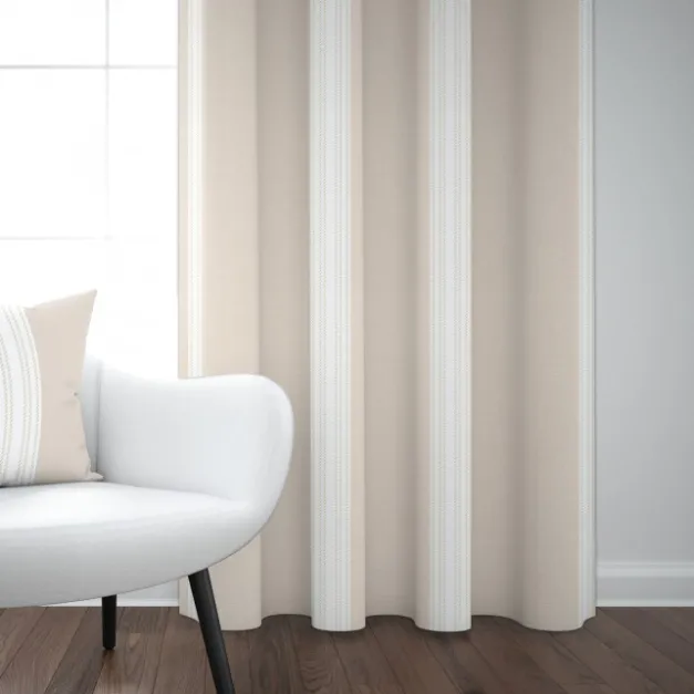 Rideau en lin et coton à rayures beige