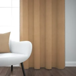 Rideau en velours uni beige