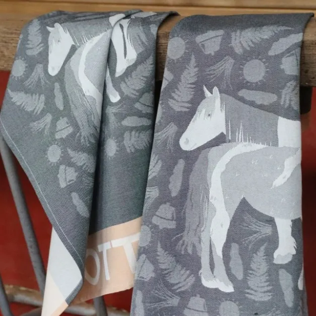 Torchon gris en Jacquard à motifs pottok