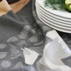 Torchon gris en Jacquard à motifs pottok
