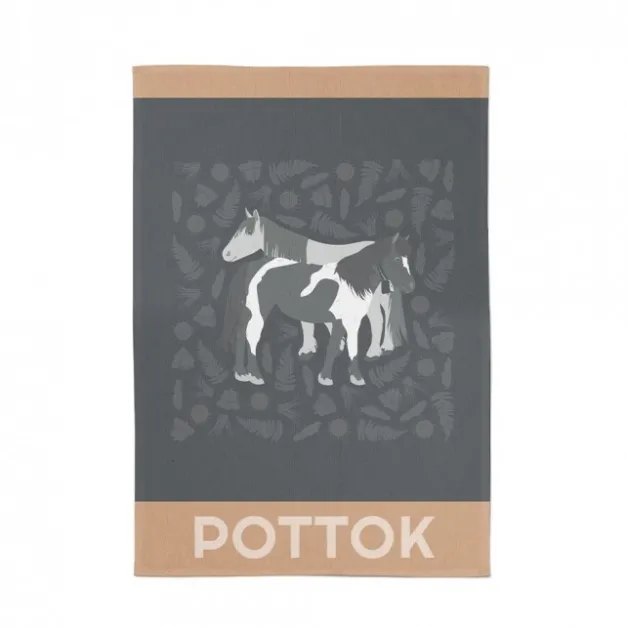 Torchon gris en Jacquard à motifs pottok